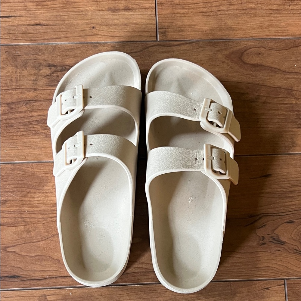 Kids Double-Buckle Sandals in Off-White